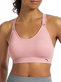 PUMA - Paquete de 2 Sujetadores Deportivos sin Costuras para Mujer, Silver Pink/Heather Grey, M