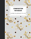  COMPOSITION NOTEBOOK: Gold High Heel Print Confetti College Ruled 7.5 x 9.25-110 Pages