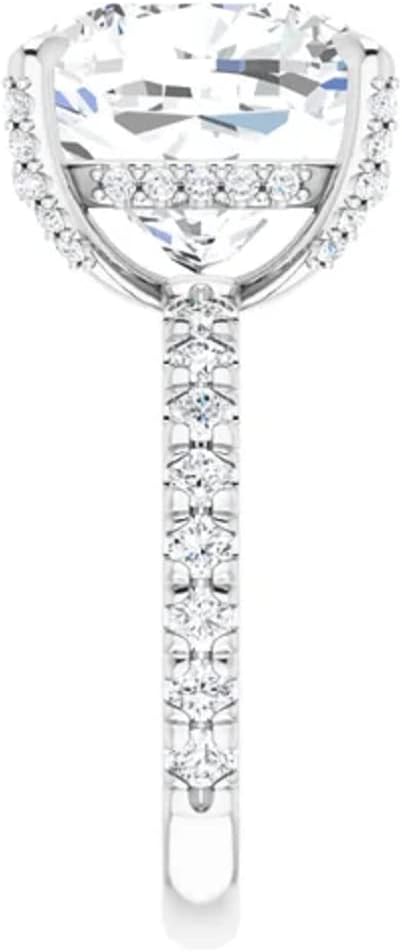 7 CT Cushion Cut Colorless Moissanite Engagement Ring, Wedding/Bridal Ring Set, Solitaire Halo Style, Solid Sterling Silver Vintage Antique Anniversary Promise Ring Gifts for Her