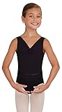 Capezio Kinder Ballett Trikot mit V-Ausschnitt und Gürtel BLACK M