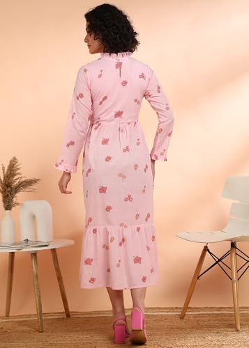 Image of Maaesa Women Floral Cotton Flared Dress