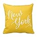 45 x 45 cm elegancka żółta i biała nowojorska typografia poszewka na poduszkę poszewka na poduszkę
