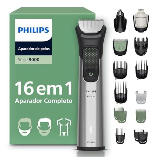 PHILIPS Aparador de pelos premium multigroom 16 em 1 para Rosto, Cabelo e Corpo - MG9532/15