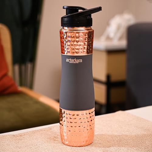 Image of Artarium Sipper Bottle 100% Pure Copper Water Bottle Leak Proof Protection Durable & Rust Proof Copper Bottle With Added Health Benefits (Sipper Water Bottle Gray 1 Litre)