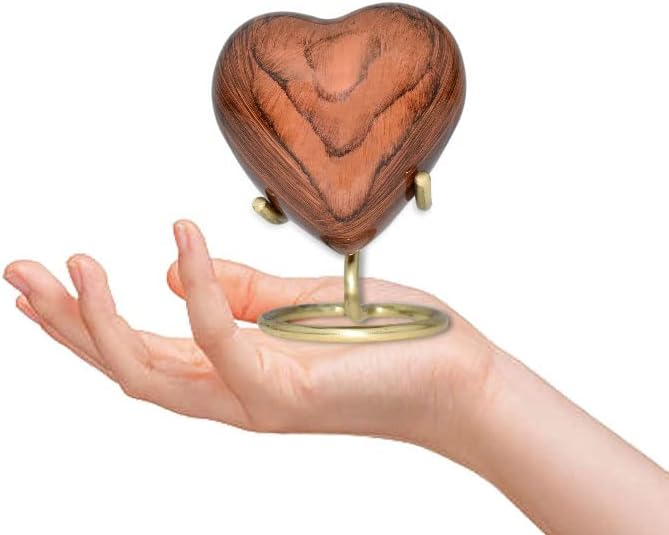 BOLD & DIVINE Wooden Textured Theme Keepsake Urn | Human Ashes Memorial Urn, Burial, Funeral Cremation Urns (Red Cherry Wood, Heart Shape) - Image 9
