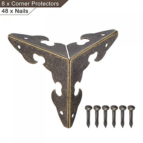 Image of uxcell 30x30x30mm Metal Box Corner Protectors Edge Guard Bronze Tone 8pcs