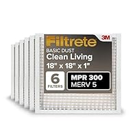 Filtrete 18x18x1 Luftfilter MPR 300 MERV 5, Clean Living Basic Dust, 6er-Pack (genaue Maße 17,81x17,81x0,81)
