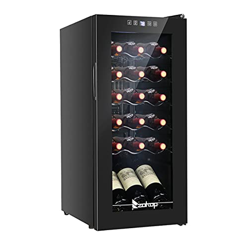 ZOKOP 18 Bottle Wine Cabinet Cooler with Digital Temperature Control & LED Freestanding Glass Wine Fridge Refrigerator, Champagne or Sparkling Wine, Black, (13.58 x 17.72 x 30.31)(L x W x H) in
