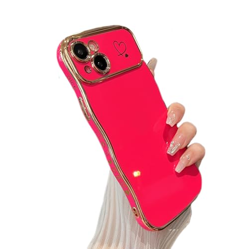 Coque antichoc iPhone 14 Plus aux bords plaqués or luxe et cadre ondulé