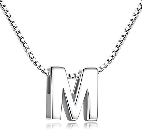 Candyfancy 1.0mm 18 inch 925 Sterling Silver 26 Small Letters Alphabet A-Z Initial Pendant Box Chain Necklace