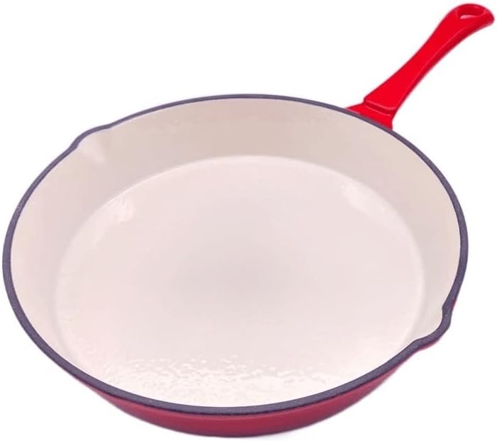 Enamelled Cast Iron Pan with Long Handle and Non-Stick Pan Cookware for Kitchen