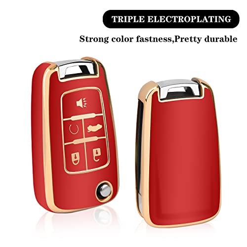 Image of QBUC for Chevy Key Fob Cover Case with Keychain for Chevrolet Buick Camaro Cruze Equinox Malibu Impala Spark Sonic GMC