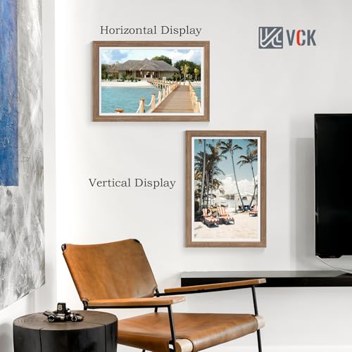 Image of VCK 12x18 Frame 5 Pack, Walnut Wood, 11x17 Mat, Glass, for Picture Prints