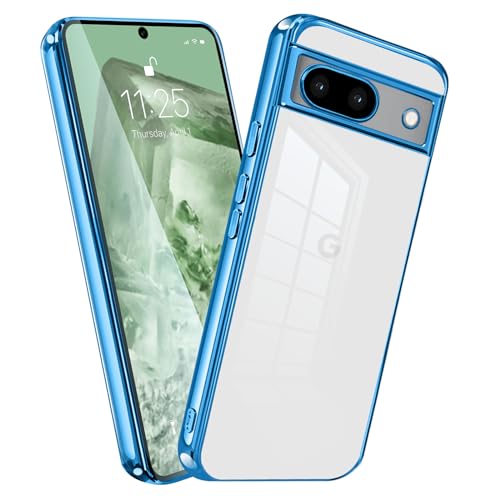 MiaoKeDa Google Pixel8A ケース クリア 耐衝撃 背面 透明 TPU ストラップホール付き 軽量 米軍MIL規格 メッキ
