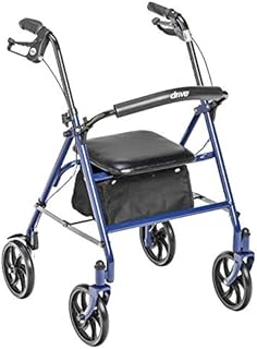 Drive Medical 10257BL-1 4-Wheel Rollator Walker With Seat & Removable Back Support, Blue