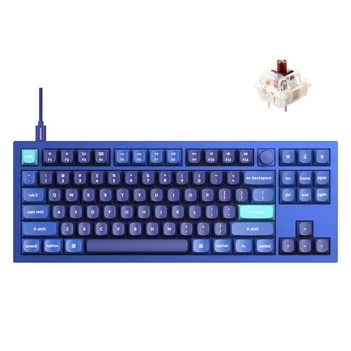 Image of Keychron Q3 Wired Custom Mechanical Keyboard Knob Version, TKL Tenkeyless QMK /VIA Programmable Macro with Hot-swappable Gateron G Pro Brown Switch Compatible with Mac Windows Linux (Blue)