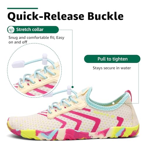 Image of SAGUARO Water Shoes for Women - Barefoot Quick-Dry Aqua Sock, Lightweight, Breathable for Swimming, Beach and Outdoor Activities Size 5.5-10.5