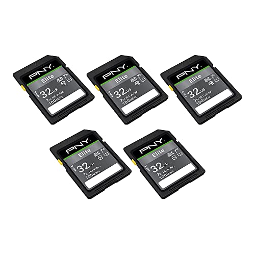 PNY 32GB Elite Class 10 U1 V10 SDHC Flash Memory Card - 100MB/s Read, Class 10, U1 Full HD, UHS-I, Full Size SD (Pack of 5) by PNY - Image 2