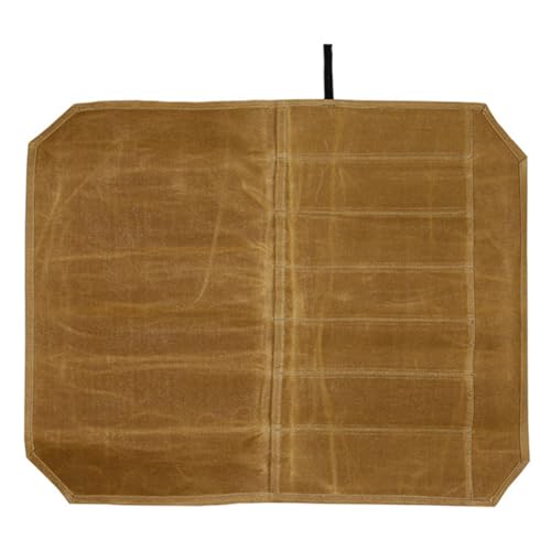 Alnicov Sac à couteaux de chef en toile cirée 453,6 g, sac à couteaux de chef à 7 emplacements, étui à couteaux portable, étui à couteaux étanche, outil de cuisine (marron)