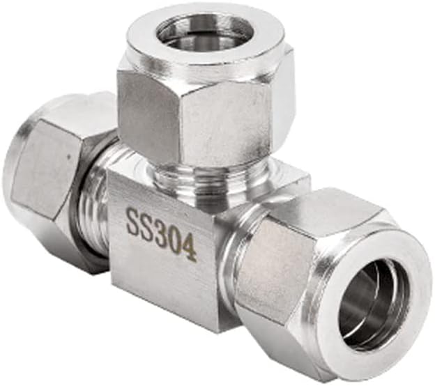 304 Stainless Steel Compression Tee, 1" OD 3 Ways Connector Tube Fitting, Pack of 1