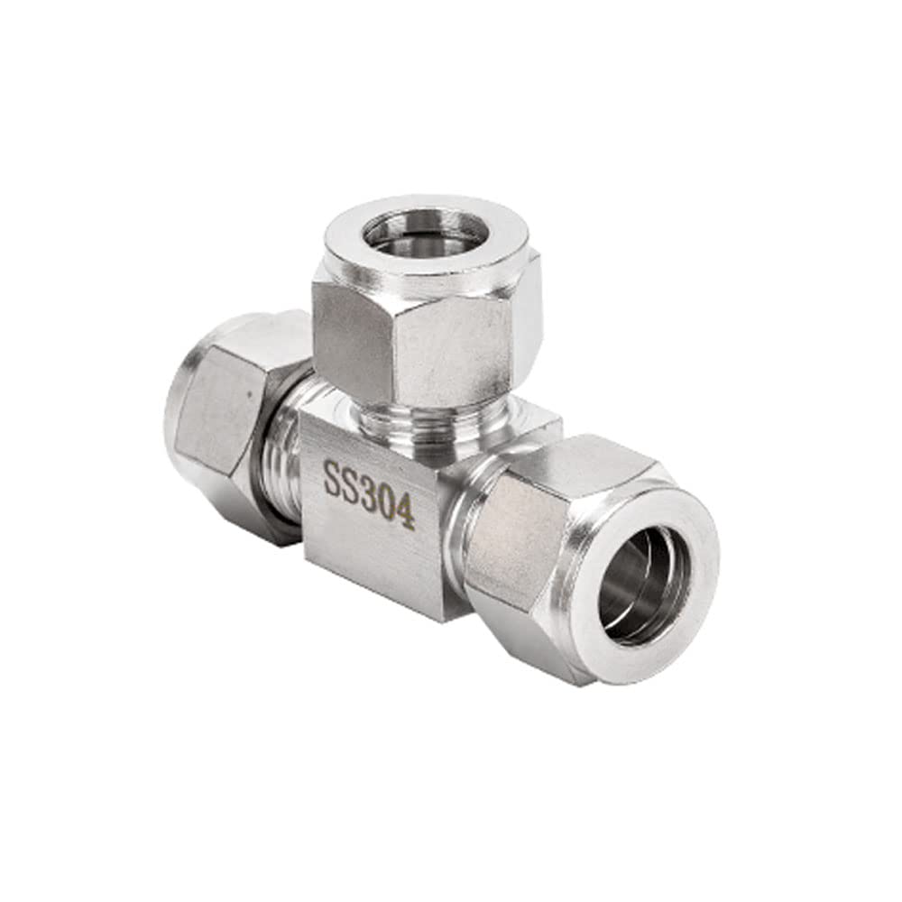 Pysrych 304 Stainless Steel Compression Tee, 3/4" OD 3 Ways Connector Tube Fitting, Pack of 1