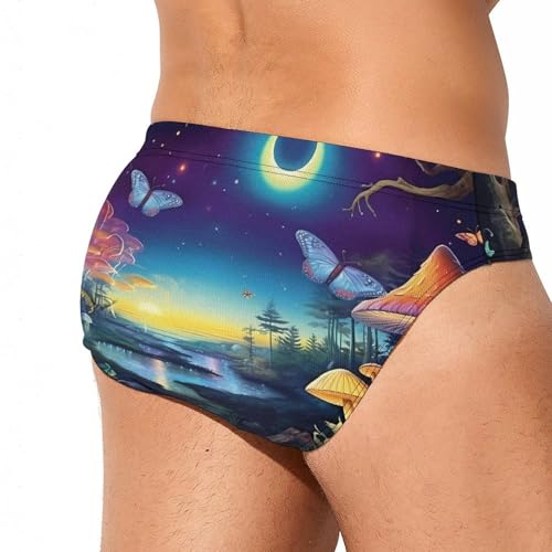 Fantastic Forests Moon Mushroom Men's Swim Briefs Sexy Bikini Swimsuit Beach Shorts Underwear Low Waist3
