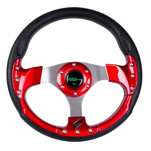 RASTP Golf Cart Steering Wheel 12.6â/320mm for Club Car DS and Club Car Precedent EZGO Yamaha Golf Carts,Red
