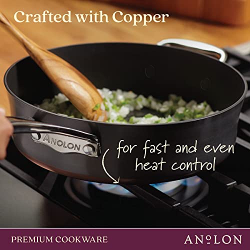 Anolon Nouvelle Copper Hard Anodized Nonstick Frying Pan Set / Fry Pan Set / Hard Anodized Skillet Set - 8.5 Inch And 10 Inch, Black Onyx #TOP4