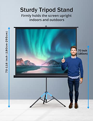 Projector Screen With Stand, Hyz 120 Inch Projector Screen 4K Hd With Wrinkle-Free Design, Indoor Outdoor For Backyard Movie Night, Office Presentation(1.1Gain, 4:3, 160°Viewing Angle&Carry Bag) #TOP1