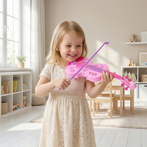 Mini violín de juguete rosa NUOBESTY regalo de simulación musical 7