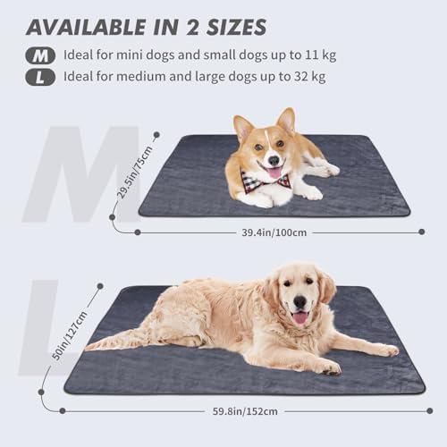 Lnueovcn Waterproof Dog Blanket Washable, Easy Clean, Soft & Reversible Fleece Dog Blanket for for Medium and Large Dogs, Cats, Pet Blanket Protect Your Bed, Sofa & Car, Large (59.8"x50"/152x127cm)