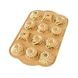 Nordic Ware Bundt Charms - Teglia per torte in alluminio pressofuso 3D, motivo geometrico