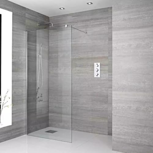 PARETE PORTA FISSA WALK IN BOX DOCCIA IN VETRO TRASPARENTE 8MM DA 78 A 120 CM REVERSIBILE ALTEZZA 190 CM BRACCIO FISSO 90CM TAGLIABILE (80x190 cm)