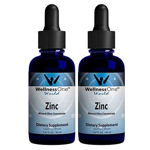 Wellnessone Ionic Zinc Liquid - Immune Support, Skin Care Zinc Supplements For Kids & Adult 100 Day Supply - 15 Mg Zinc Sulfate - Easy To Swallow Liquid Zinc Drops - 50 Ml 1.6 Fl Oz (2 Pack) #TOP14