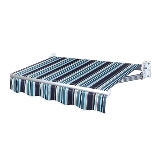 Toldo retráctil tela a rayas de repuesto textil con alta densidad para protección solar de patio 2