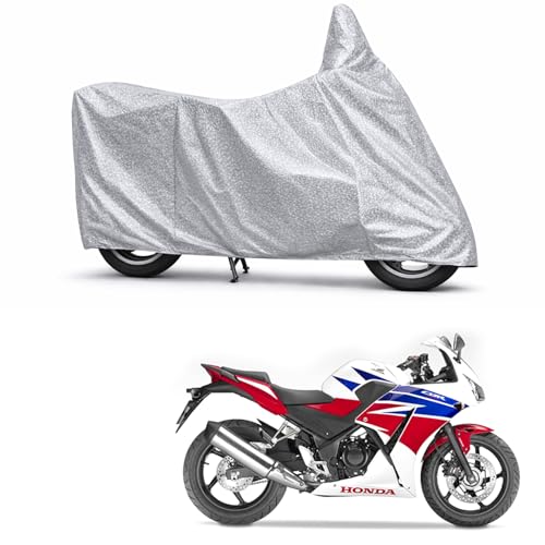 Image of 100% Waterproof Two Wheeler Body Cover Multi Layered Fabric Designed for Honda CBR300R | Belt Buckle Lock | Silver Mag