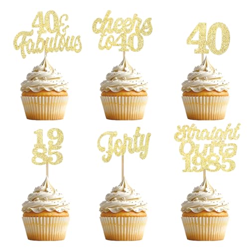 Gleevio Muffin Decoration 40th Birthday, Pack of 24 Cupcake Toppers, 40th Birthday, Glitter Cake Decoration, 40th Birthday Man Woman, 1985 Birthday Cupcake Decoration 40th Birthday, Cake Decoration Gleevio Muffin Decoration 40th Birthday, Pack of 24 Cupcake Toppers, 40th Birthday, Glitter Cake Decoration, 40th Birthday Man Woman, 1985 Birthday Cupcake Decoration 40th Birthday, Cake Decoration