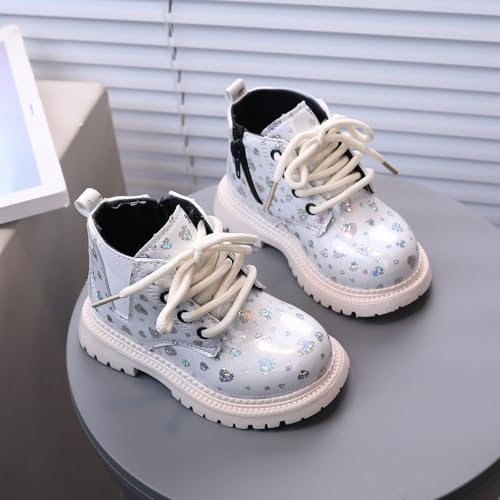 Girls Glitter Ankle Boots Kids Toddler Sparkling Heart Lace Up British Style Casual Shoes Booties with Side Zipper2