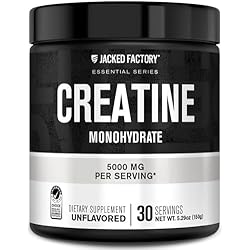 Jacked Factory Creatine Monohydrate Powder 150g - 5g Daily Creatine Supplement for Men and Women, Vegan-Friendly, Third-Party Tested - 30 Servings, Unflavored