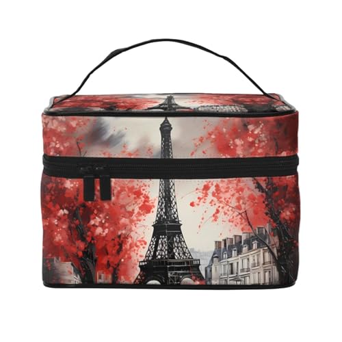 Trousse per trucchi con Torre Eiffel Parigi, borsa per cosmetici romantica da viaggio, organizer per articoli da toeletta per donne e ragazze