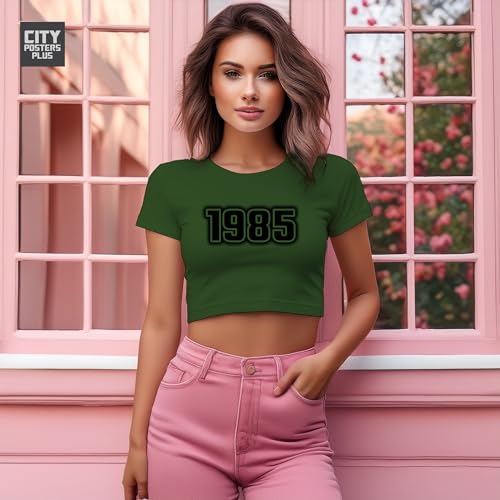 Crop top vintage 1985 vert olive anti-transpiration été - 2