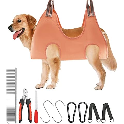 Pet Grooming Hammock (Harness) - Cat and Dog Restraint Bag Helper Breathable and Comfortable,10Pcs Pet Grooming Supplies Kit With Nail Trimmer/Comb for Bathing,Shaving,Nail Trimming and Ear Care Cover