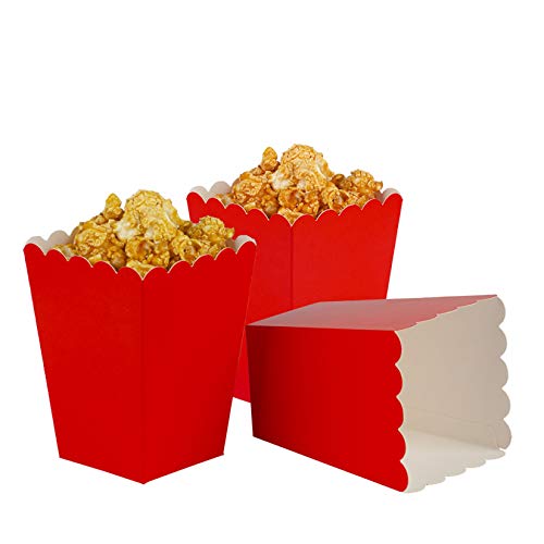 Image of Red Mini Popcorn Boxes - Cardboard Popcorn Containers for Party, Pack of 12