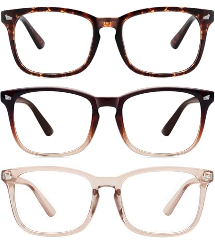 Image of MEETSUN 3-Pack Blue Light Blocking Glasses, Anti Eye Strain Headache (Sleep Better), Computer Glasses UV400 Lens (Brown Gradient + Coffee + Tortoiseshell)