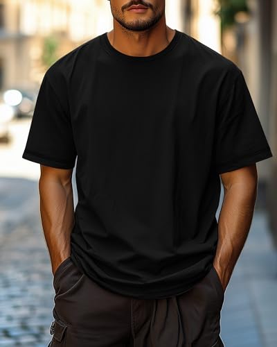 Neer 3 Pack Big and Tall Shirts for Men L-5XL, Oversized Cotton Crewneck Tops Loose Casual Large T-Shirts Summer Basic Tee4