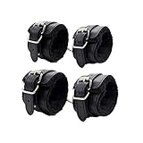 Plüsch Handschellen Fußschellen Bondageset Einstellbar Leder Bondage Set Erotik Handfesseln SM Sex Spielzeug für Paare [2 Pack] (Schwarz)