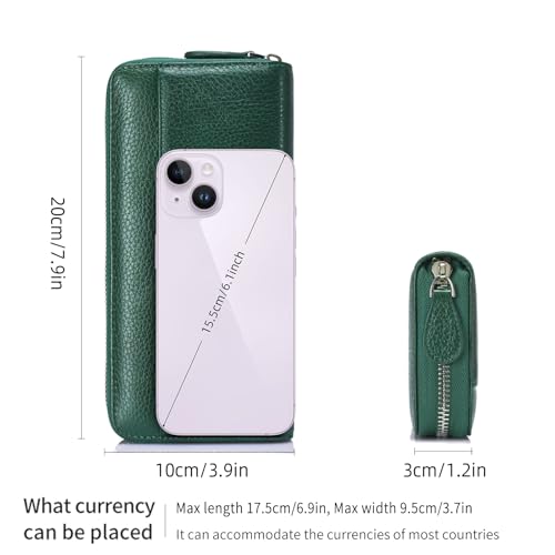 Image of RFID Blocking Womens Zipper Wallet Leather Large Capacity Billfold Clutch Zip Around Wallets for Women