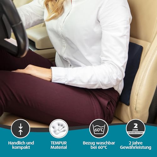 TEMPUR Transit Lordosekissen Memory Foam, ergonomisches Lendenkissen für Unterwegs und Zuhause, 30 x 25 cm