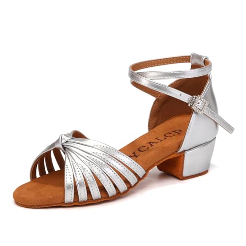 Latin Ballroom Dance Shoes Girls Latin Dance Shoes Low Heels Salsa Tango Professional Performance Practice Dance Shoes for Girls Kids 3cm Heel