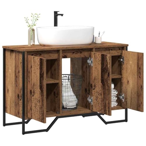vidaXL Gabinete de Lavabo Otro con Puerta Madera Vieja 91 x 35 x 60 cm, Armario de Baño, Vanity Moderna con Cajones, Rectangular, Resistente, Diseño Funcional, Ahorra Espacio en Casa